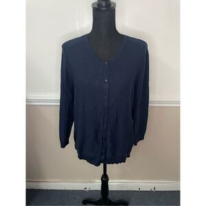 Loft Outlet Navy Button Up Blouse Size Large